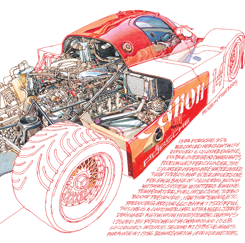 1984 Porsche 956 From an original drawing by Peter Hutton again with many 